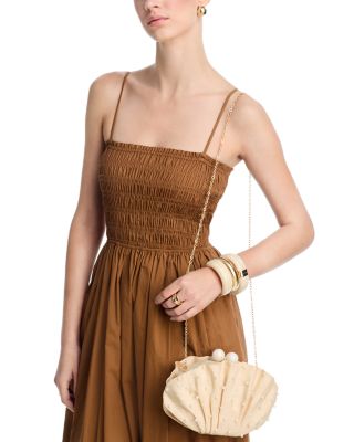 Folded Clutch With Faux Pearl Embroidery