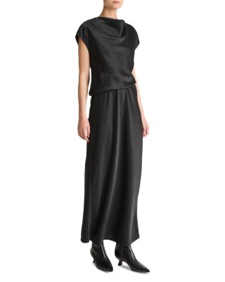Draped Cap Sleeve Maxi Dress