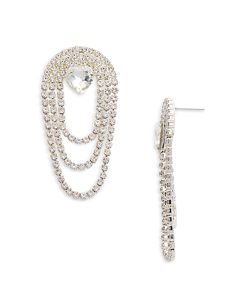 Aqua Salvo Heart Rhinestone Drop Earrings - Exclusive