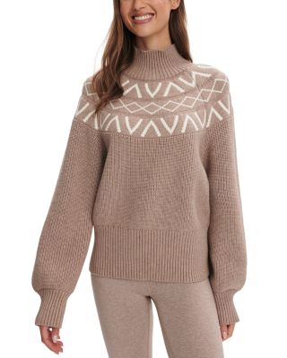 Marcie Fair Isle Yoke Mock Neck Knit Sweater