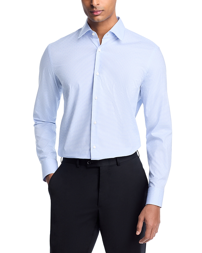 Boss Hank Cotton Stretch Check Dot Slim Fit Dress Shirt