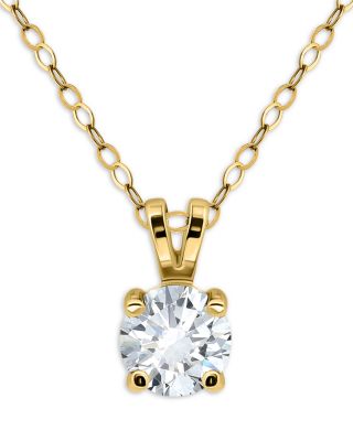 Cubic Zirconia Solitaire Pendant Necklace, 16"-18" – Exclusive
