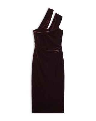 Petite Dalia One Shoulder Velvet Midi Dress