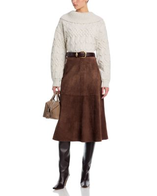 Maureen Cowl Neck Mixed Cable Knit Pullover Sweater