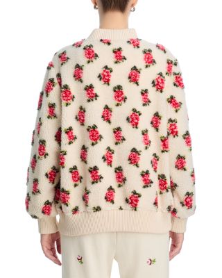 Floral Plush Bomber Jacket