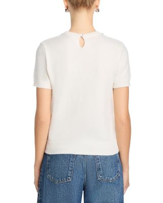 Embellished Bow Short Sleeve Sweater - Exclusive