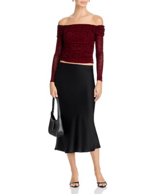 Off The Shoulder Polka Dot Mesh Top - Exclusive