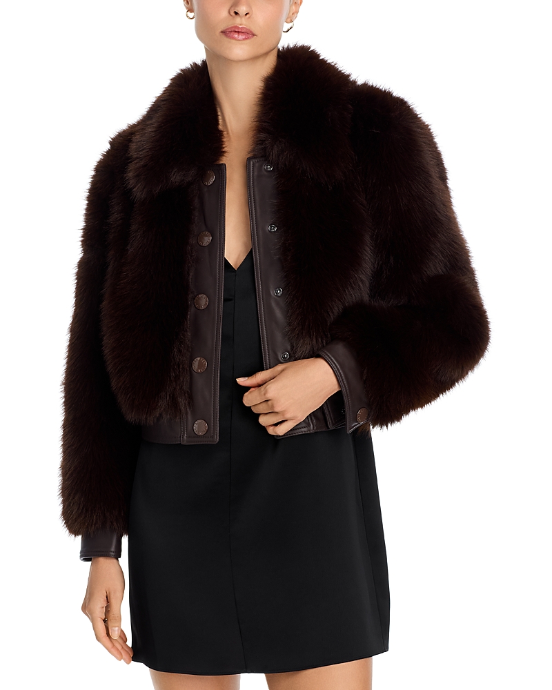 L'agence Claira Faux Fur Jacket In Brown