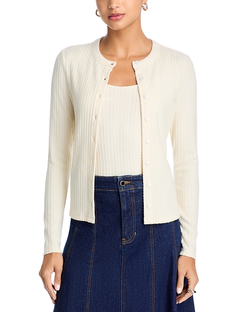 Veronica Beard Lira Pointelle Cardigan In White