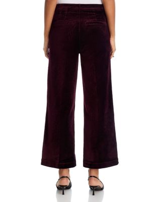 Anessa High Rise Wide Leg Velvet Jeans in Aubergine