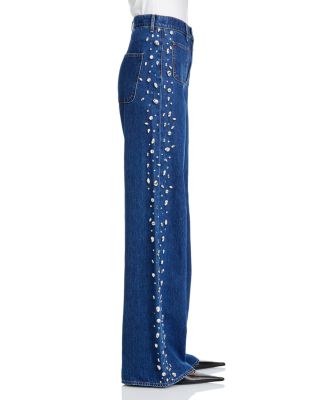 Kasey Mid Rise Wide Leg Jeans in Stoned Bright Blue