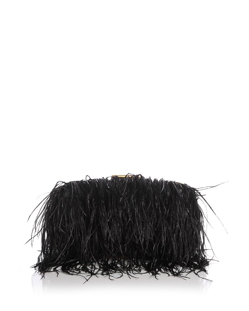 Aqua Feather Clutch - Exclusive In Black