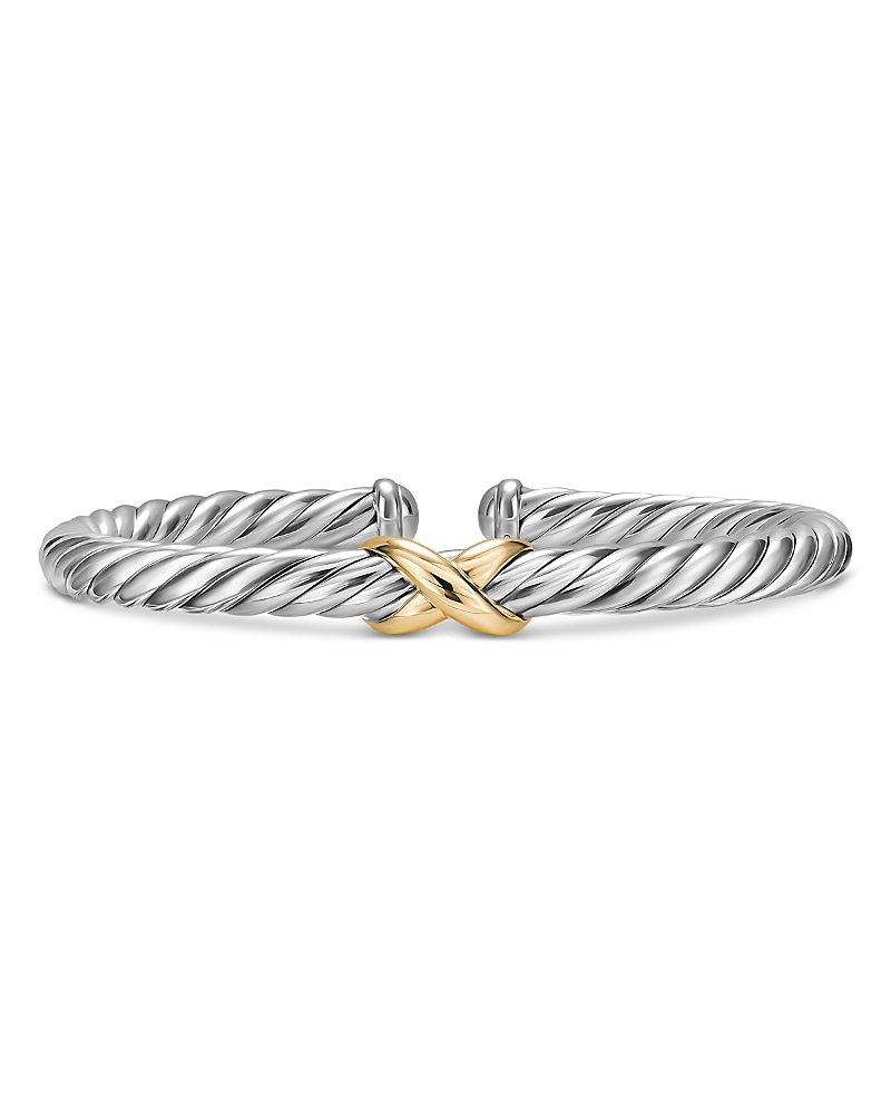 David Yurman Cable Flex X Bracelet in Sterling Silver with 14K Yellow Gold, 6mm