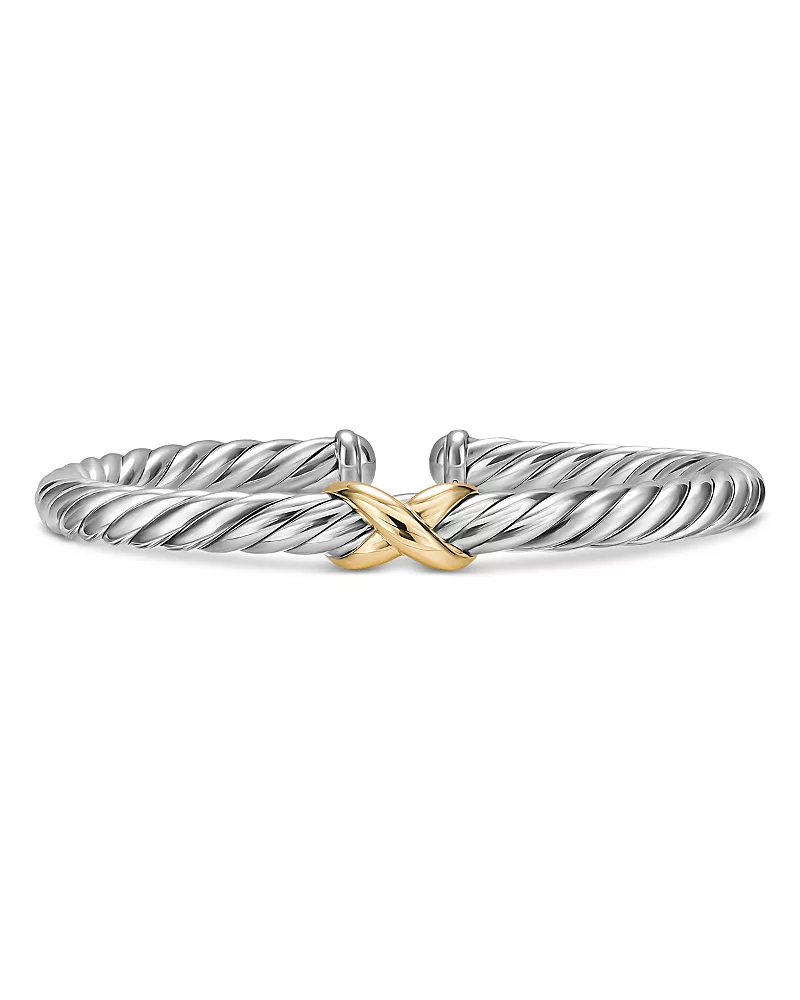 David Yurman Cable Flex X Bracelet in Sterling Silver with 14K Yellow Gold, 6mm