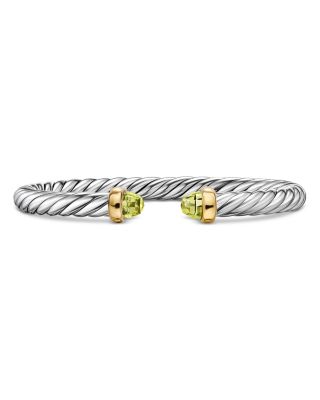 Cable Flex&reg; Bracelet in Sterling Silver with 14K Yellow Gold and Peridot, 6mm