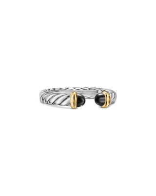 Petite Cable Open Ring in Sterling Silver with 14K Yellow Gold, 3.4mm