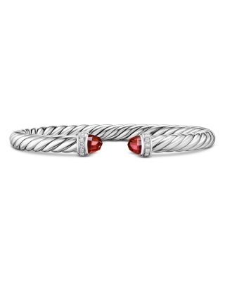 Cable Flex&reg; Bracelet in Sterling Silver with Rhodolite Garnet and Diamonds, 6mm
