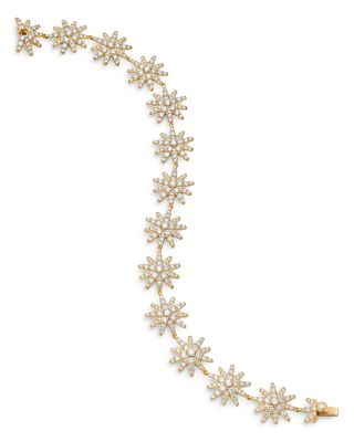 Starburst Pav&eacute; Tennis Bracelet in 18K Yellow Gold with Diamonds, 12.3mm