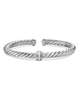 Cable Flex&reg; Center Station Bracelet in Sterling Silver with Diamonds, 6mm