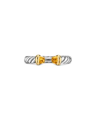 Petite Cable Open Ring in Sterling Silver with 14K Yellow Gold, 3.4mm