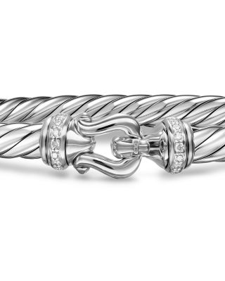 Cable Flex&reg; Buckle Bracelet in Sterling Silver with Diamonds, 6mm