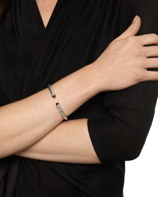 Cable Flex&reg; Bracelet in Sterling Silver with Rhodolite Garnet and Diamonds, 6mm