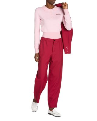 Wool Silk Check Polo Sweater