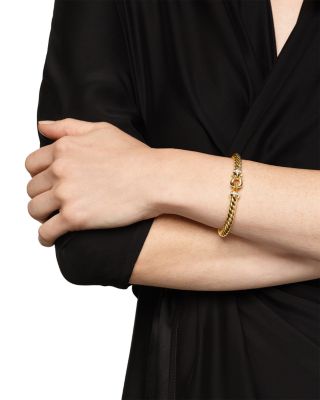Cablespira&reg; Buckle Bracelet in 18K Yellow Gold with Diamonds, 6mm