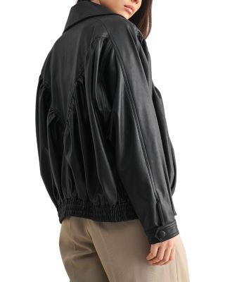Faux Leather Oversized Retro Bomber Jacket