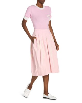 Denim Printed Midi Skirt