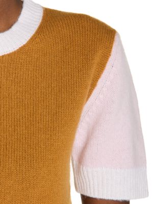 Cashmere Color Blocked Short Sleeve Sweater