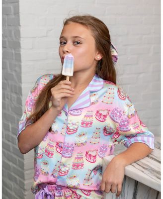 Girls' It's My Party Silky Short Sleeve Shorts Set-Little Kid, Big Kid