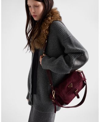Explore Medium Suede Shoulder Bag With Flap