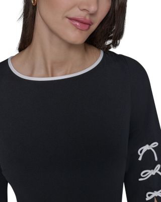 Scuba Crepe Sheath Dress with Contrast Bows