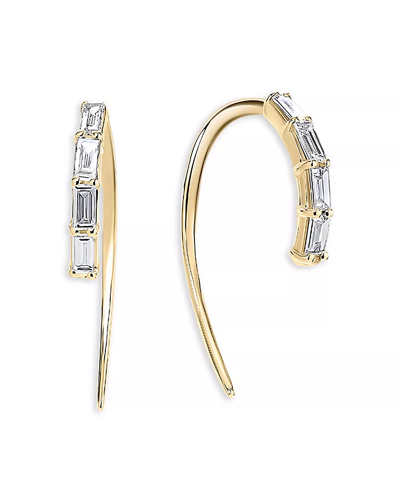 Lana Jewelry 14K Yellow Gold Diamond Baguette Threader Earrings