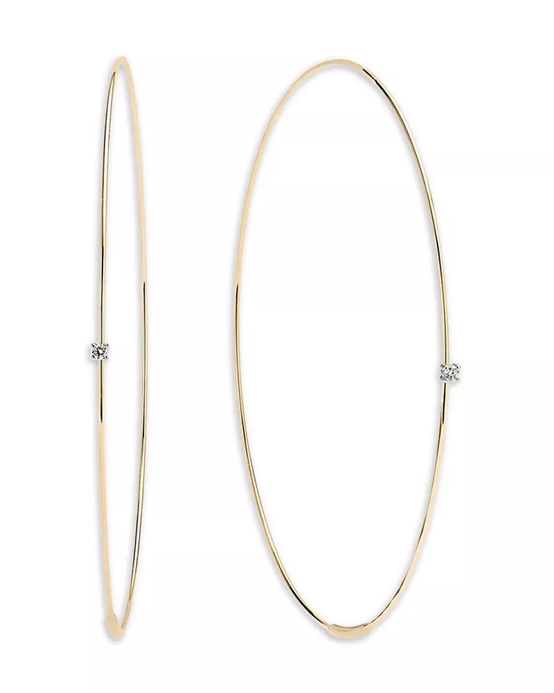 Lana Jewelry Diamond Large Hoop Earrings in 14K Yellow Gold, 0.04 tcw