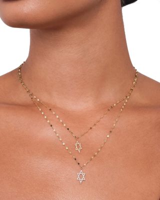 Diamond Star Of David Pendant Necklace in 14K Yellow or White Gold, 0.13 tcw