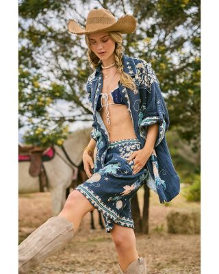 Chrissy Embroidered Shirt Swim Cover-Up