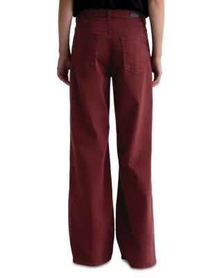 Saige Mid Rise Wide Leg Jeans in Cranberry