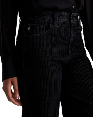 Mid Rise Flocked Velvet Pinstripe Wide Leg Jeans in Dress It Up