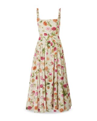 Scoop Neck Drop Waist Midi Dress