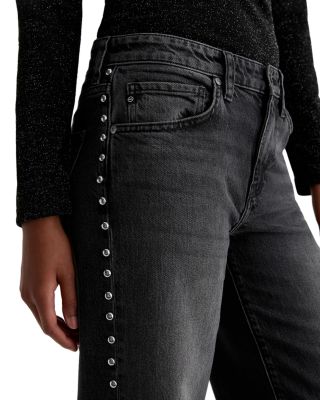 Adria Studded Low Rise Wide Leg Jeans in Immensity