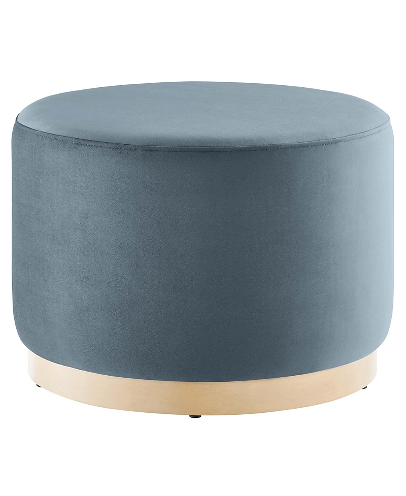 Modway Tilden Large 23 Round Performance Velvet Upholstered Ottoman In Blue