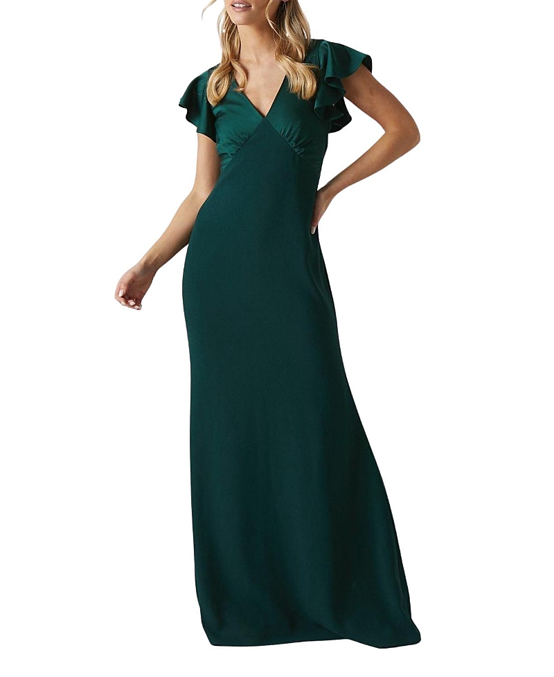 Coast Petite V-neck Maxi Bridesmaid Dress In Green