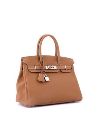 Birkin 30 Handbag Brown Togo with Palladium Hardware