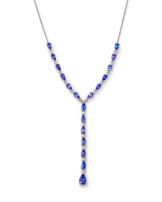 Tanzanite & Diamond Lariat Necklace in 14K White Gold