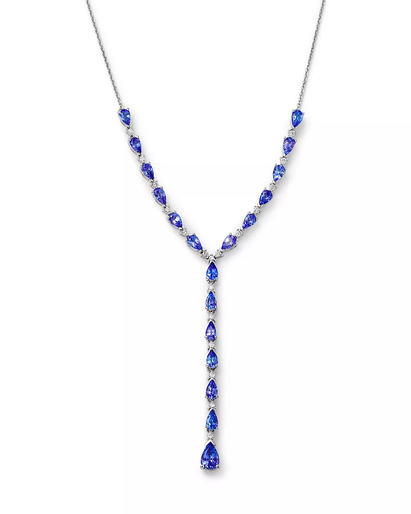 Bloomingdale's Fine Collection Tanzanite & Diamond Lariat Necklace in 14K White Gold