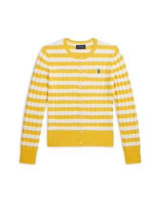 Girls' Striped Mini Cable Cotton Cardigan - Big Kid