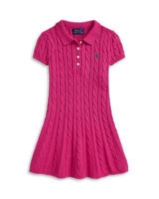 Girls' Cable Knit Cotton Polo Sweater Dress - Big Kid, Little Kid