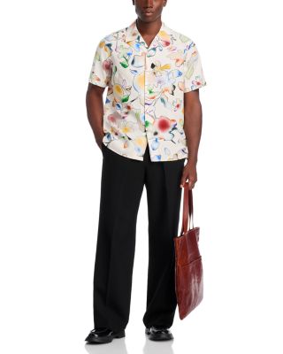 Floral Print Short Sleeved Casual Fit Button Down Shirt